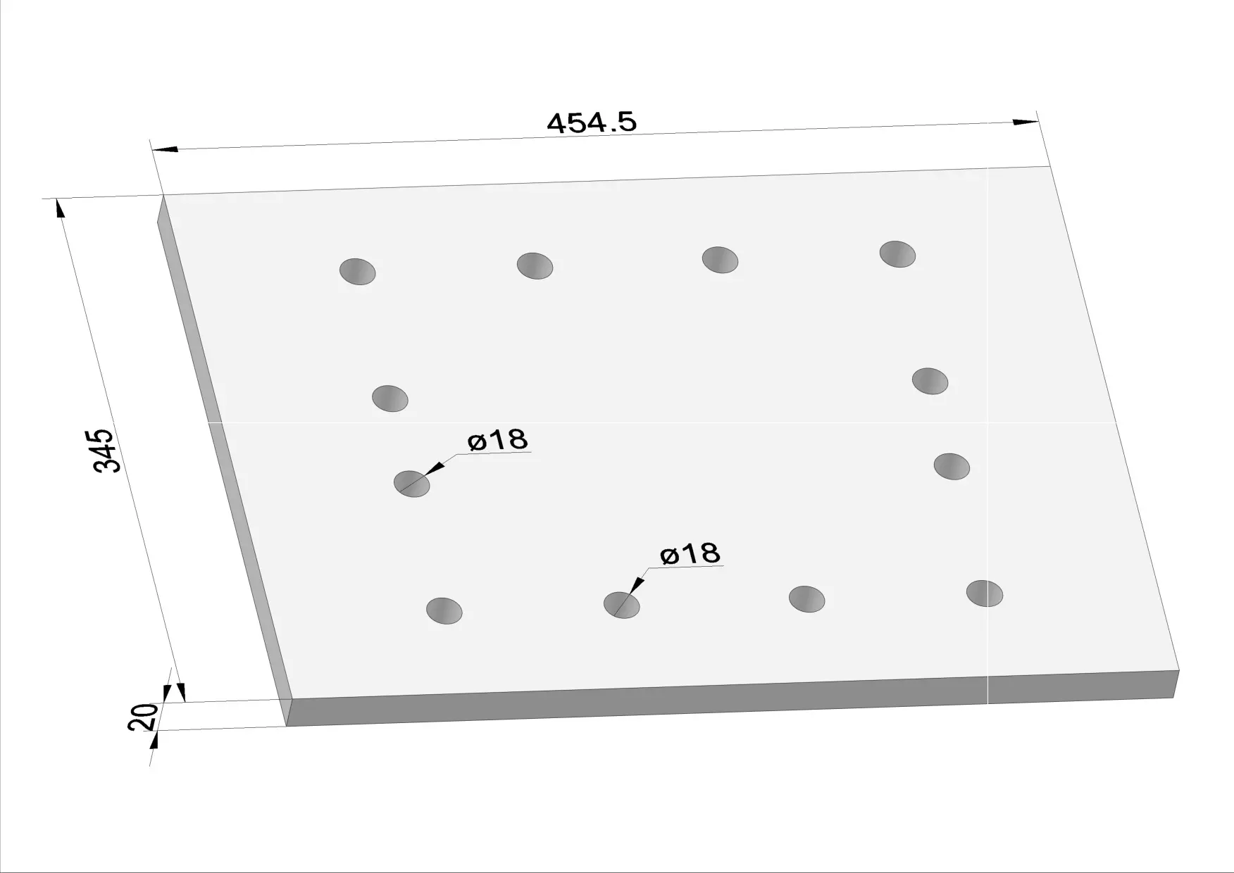 Häner Grundplatte 345x454 t=20 12xd18 groß
