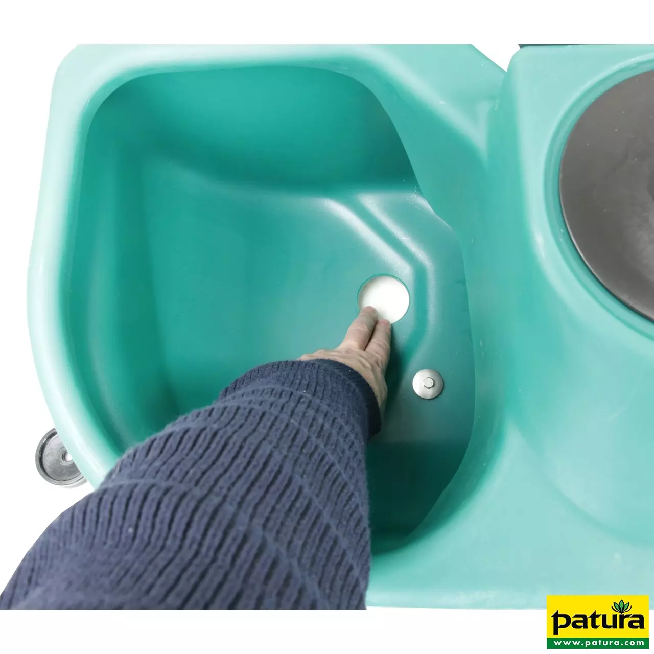 Anbau-Doppeltränke für Weidefäß er Modell FT55, Inhalt 55 Liter mit Anbauflansch und Dichtung