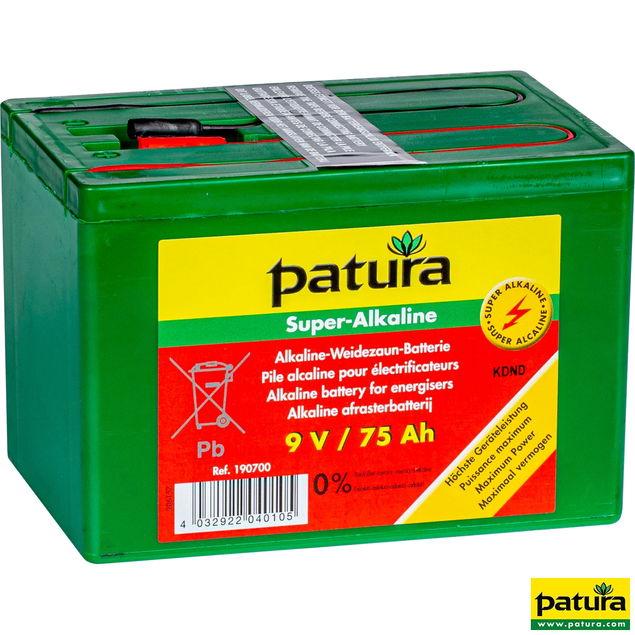 Super-Alkaline Weidezaun-Batterie 9 V / 75 Ah