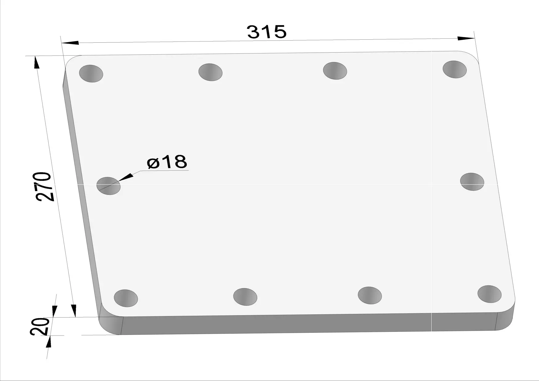 Häner Grundplatte 315x270 t=20 10xd18