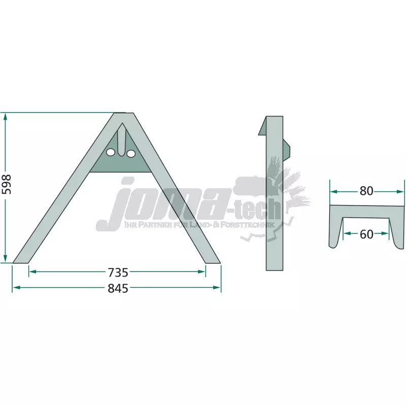 Anschweißdreieck Kat.1-3, Gegenstück Gerätedreieck, Kuppeldreieck