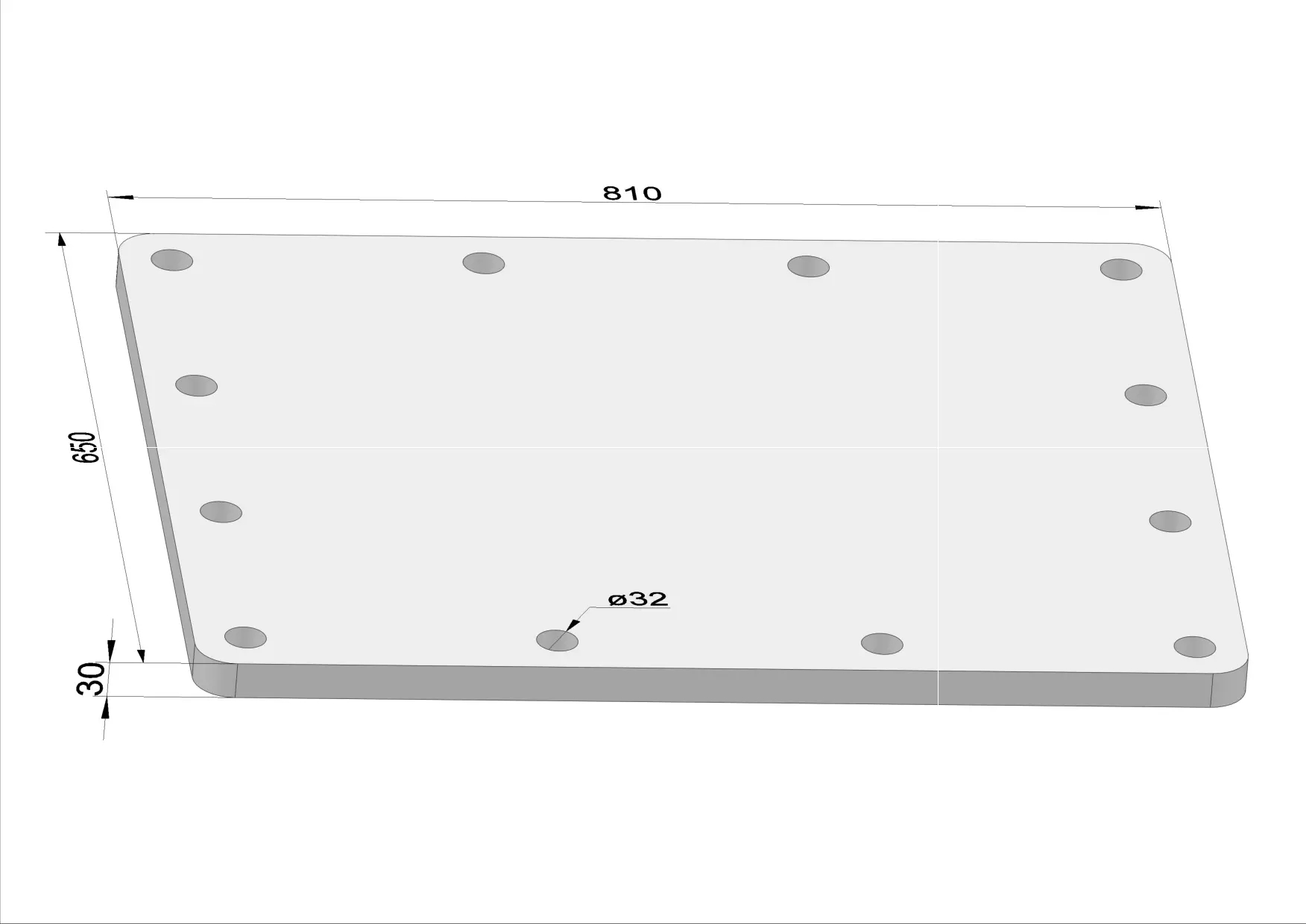 Häner Grundplatte 810x650 t=30 12xd32