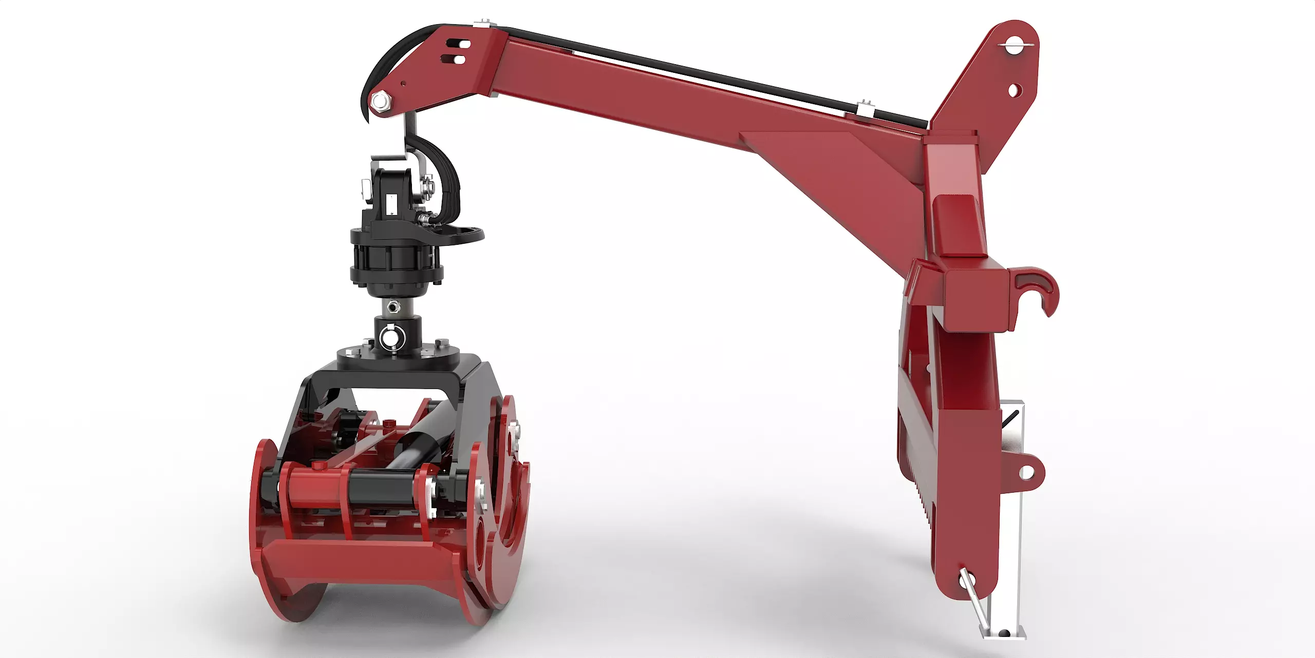 Kombianbaurahmen Euro- und Dreipunkt mit Forstgreifer OG24, Pendelgelenk und Rotator - [ FHR 4.500L 4,5t Bolzenrotator  ] 