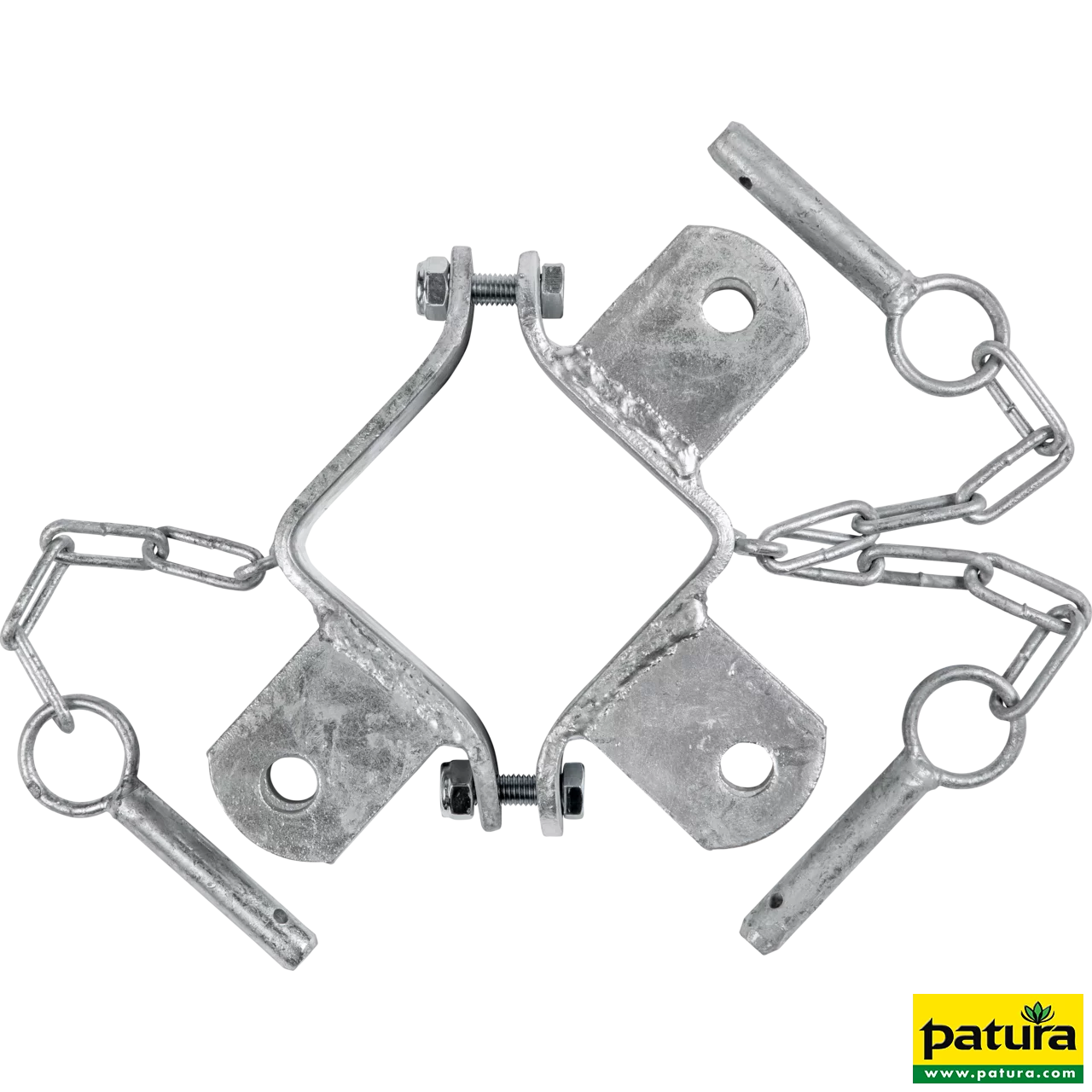 Schelle Quadrat 90 mm, 3 Halter, winklig, vz
