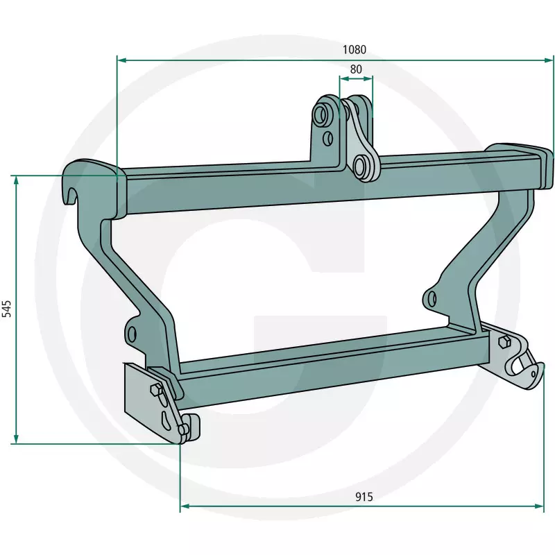 Euroadapter auf Dreipunkt-Aufnahme Kat. 2 / Adapterrahmen