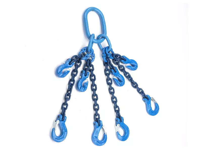 4-Strang Anschlagkette 5m GK10 10mm blau mit Verkürzungsklaue