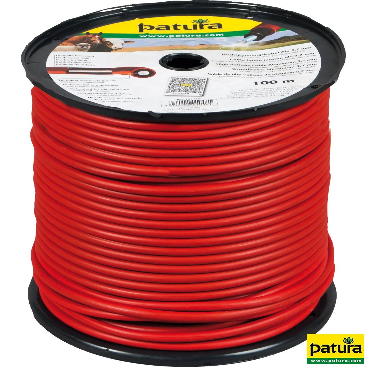 Hochspannungs-Elektrozaunkabel 2,7 mm, Tornado, alulegiert, 100 m Rolle