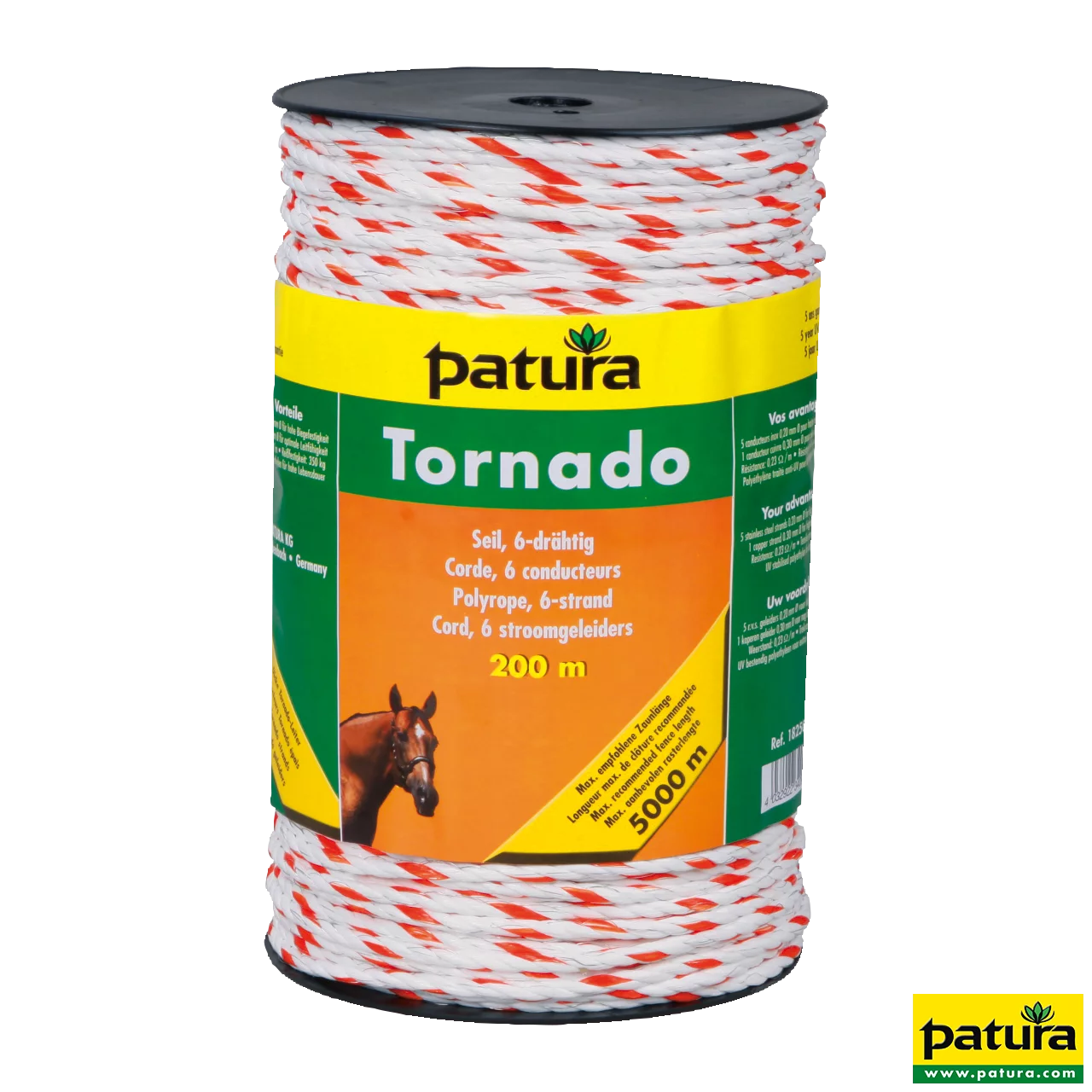 Tornado Seil, 200 m Rolle, weiß -orange 5 Niro 0,20 mm, 1 Cu 0,30 mm