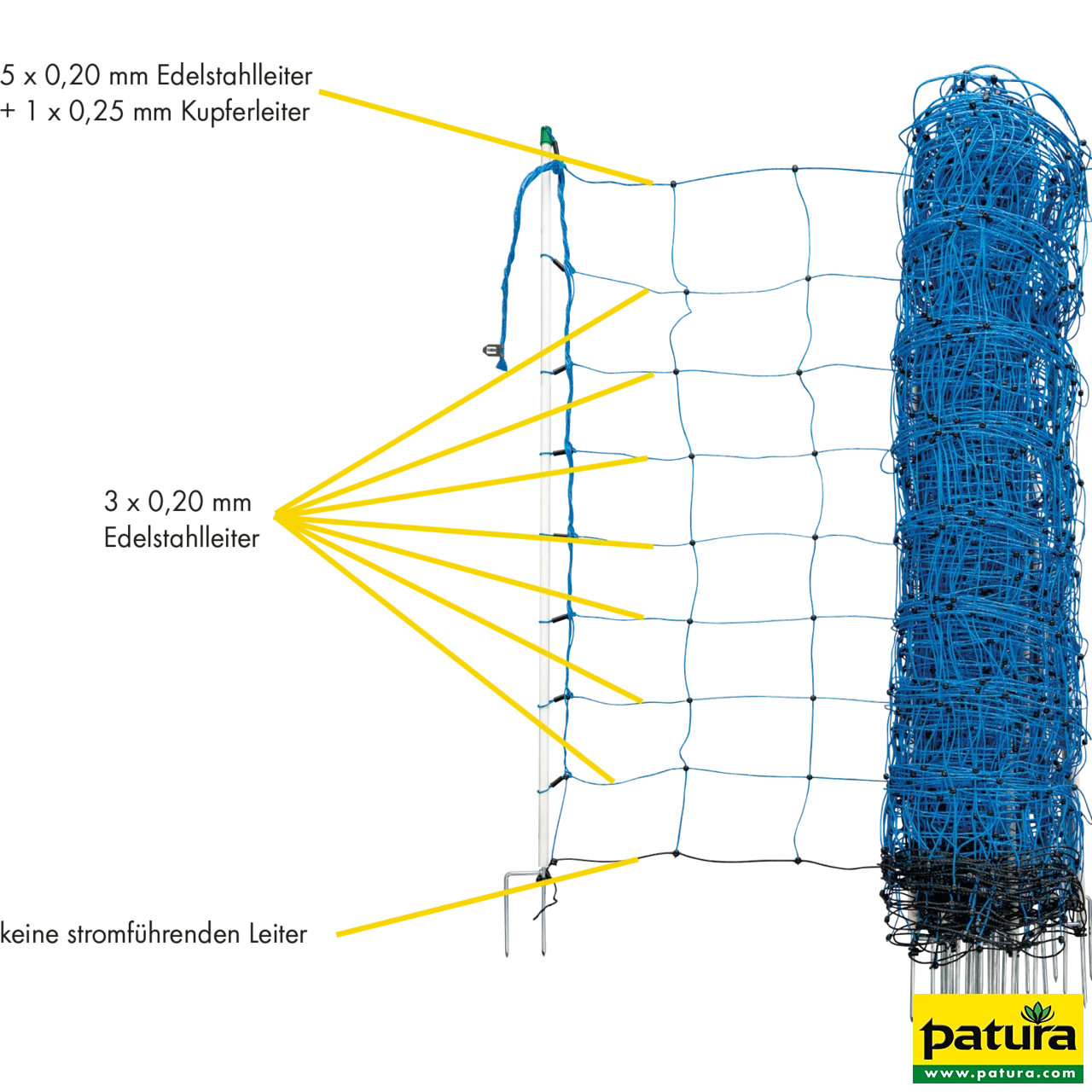 Tornado Elektrozaunnetz blau, h=108 cm, Einzelspitze, 50 m