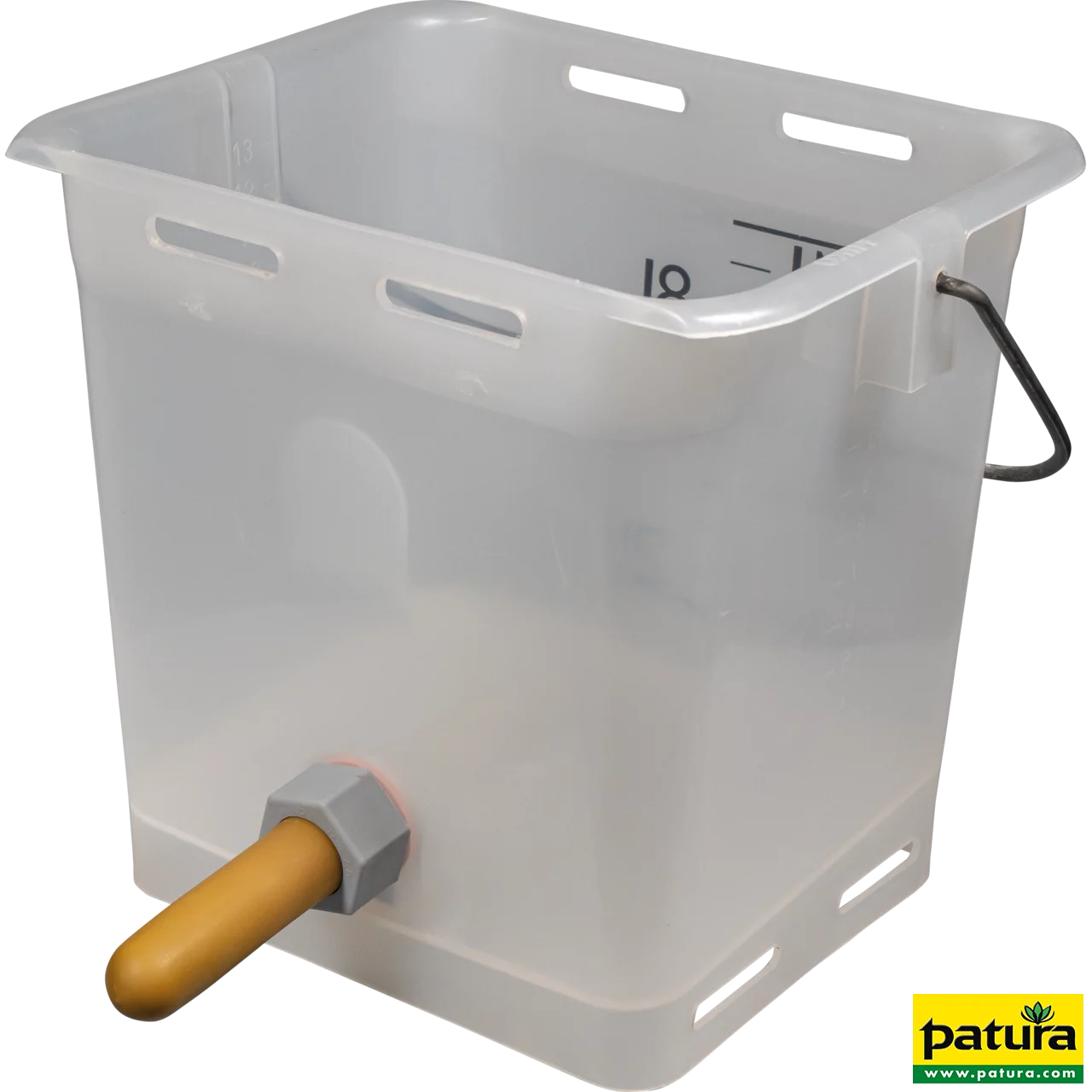 Nuckel-Tränkeeimer 13 l, transparent kpl. mit Sauger, weich und Kugelventil