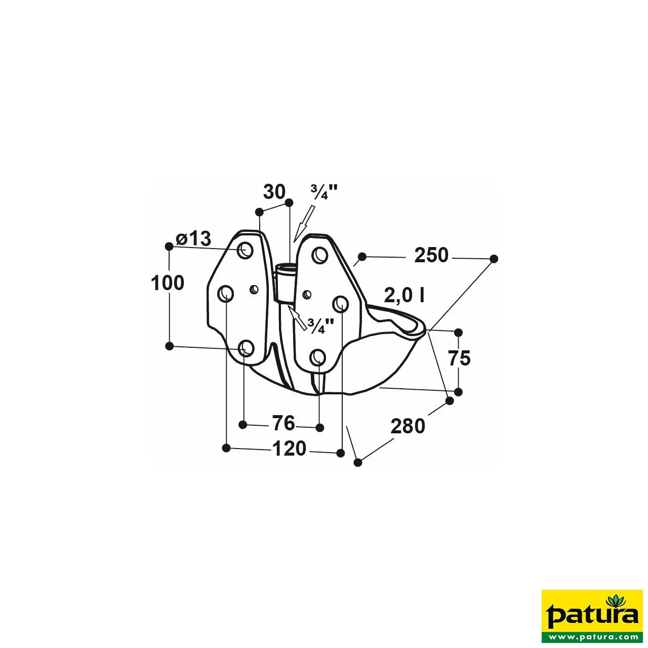 Rohrventil-Becken Mod. 25R mit 3/4" Messingventil