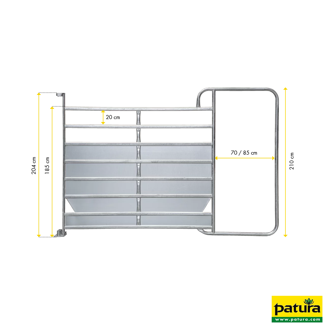 Panel-8 mit Rahmen Plus 3,05 m, H= 2,10 m, vz, Durchgangsbreite 70 cm