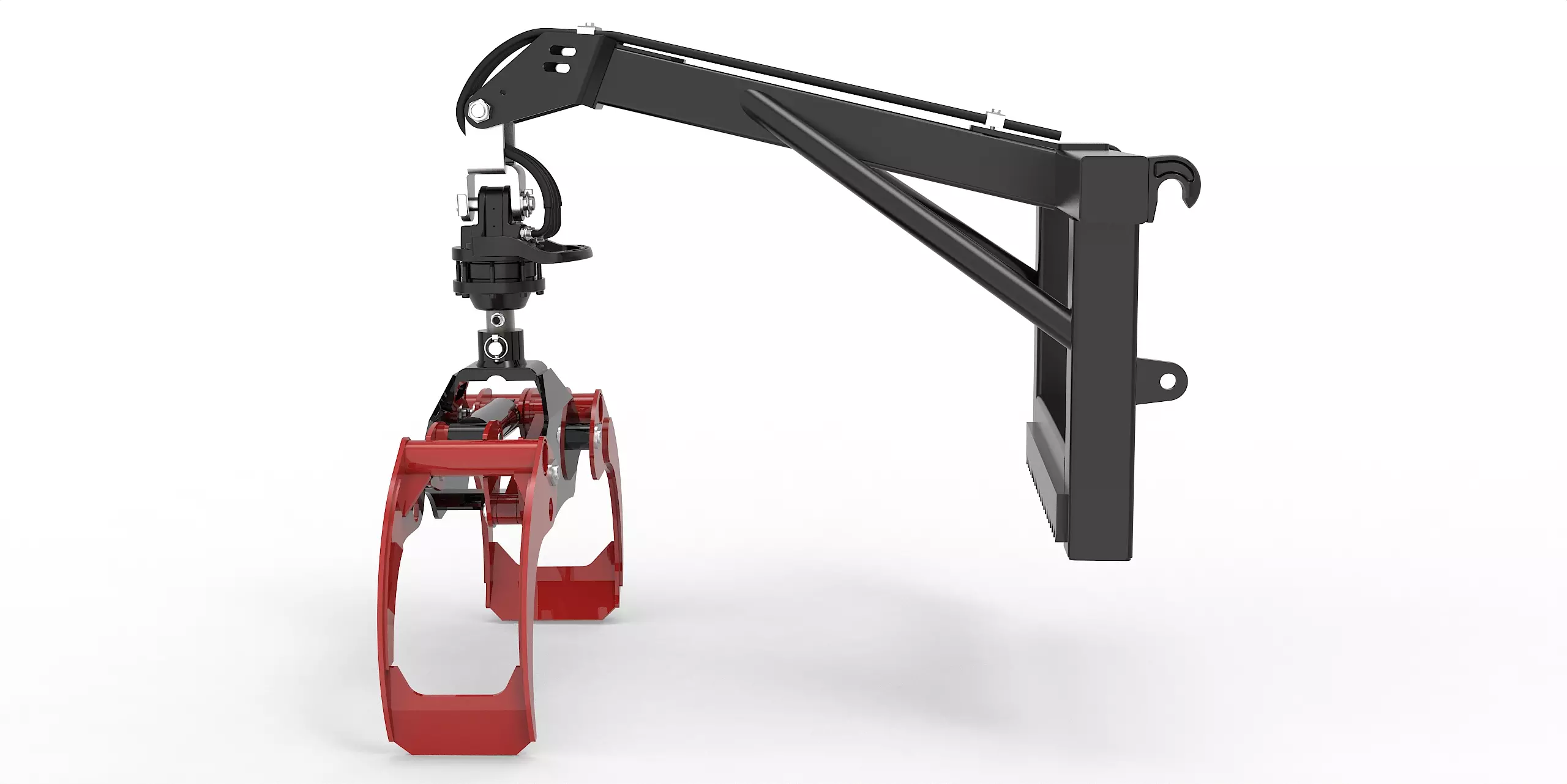 Euro-Anbaurahmen mit Forstgreifer OG12, Pendelgelenk und 3t Bolzen Rotator