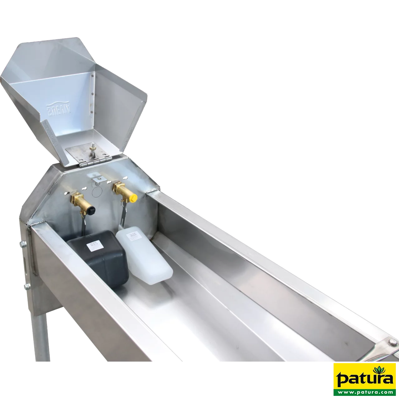 Schnellablauf-Trog 2,85 m (200 l) Modell 6728 für Wandmontage, Edelstahl mit Stopfenhalter