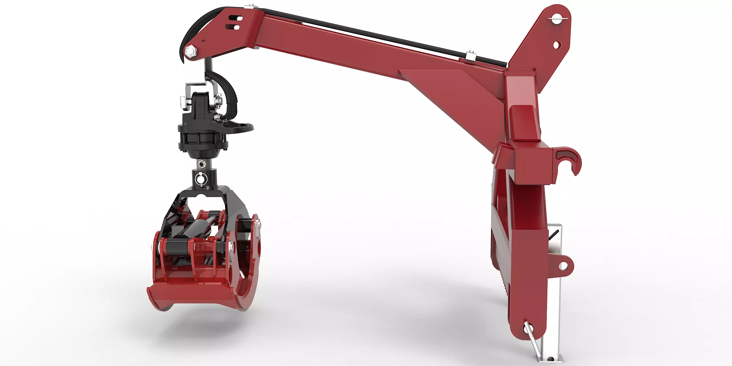 Kombianbaurahmen Euro- und Dreipunkt mit Forstgreifer OG12, Pendelgelenk und 3t Bolzen Rotator