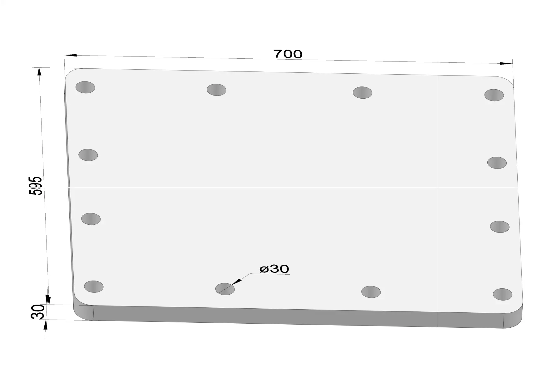 Häner Grundplatte 700x595 t=30 12xd30