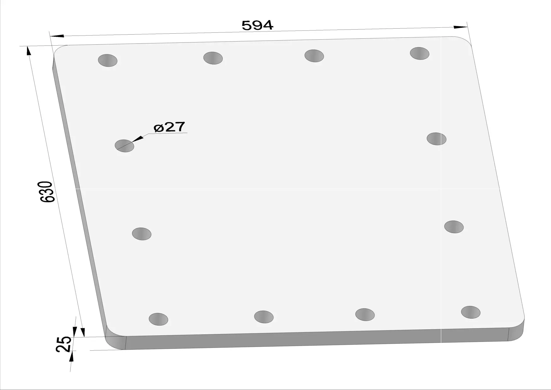 Häner Grundplatte 630x594 t=25 12xd27