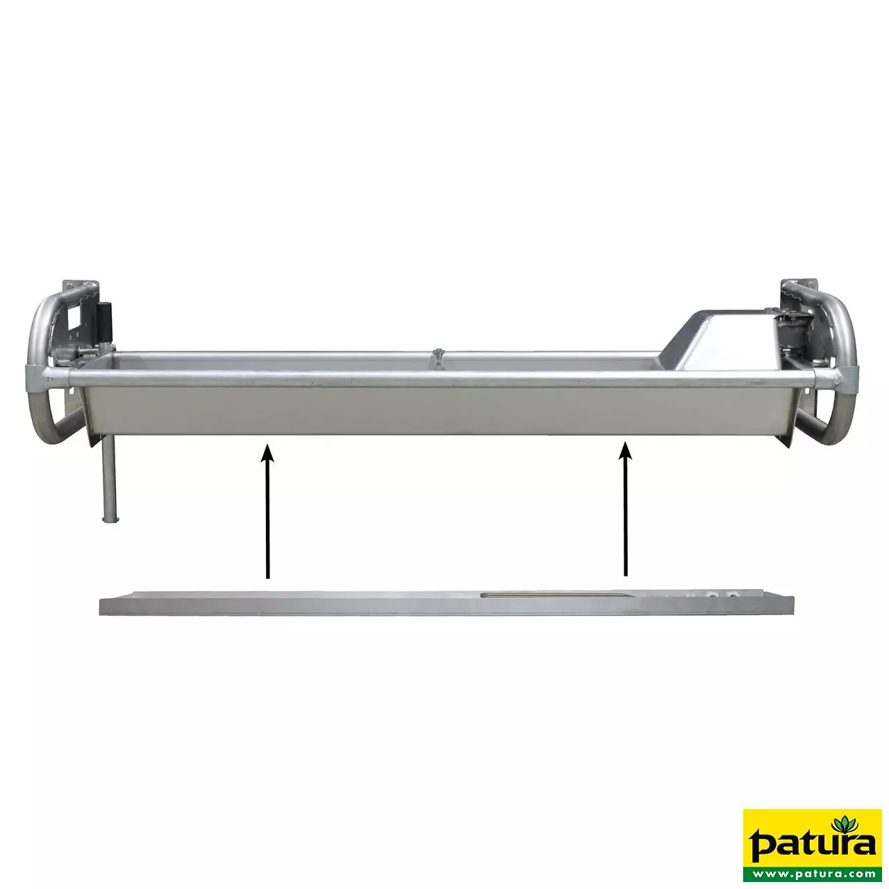 Flachschwenk-Trog 3,0 m - Inhalt 105 l für Wandmontage, Wanne und Konsolen aus Edelstahl