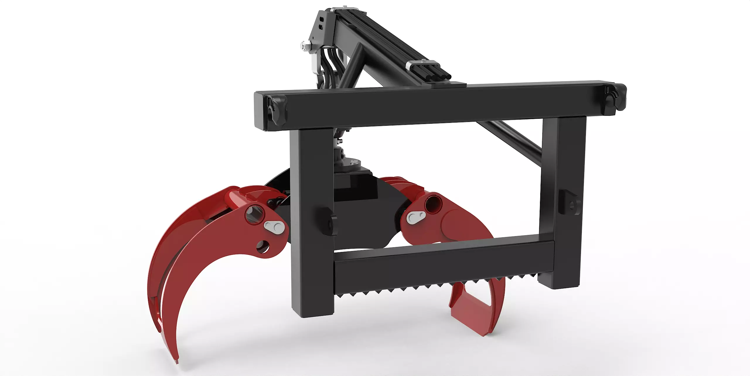 Euro-Anbaurahmen mit Forstgreifer OG19, Pendelgelenk und Rotator - [ 3t Bolzenrotator  ] 