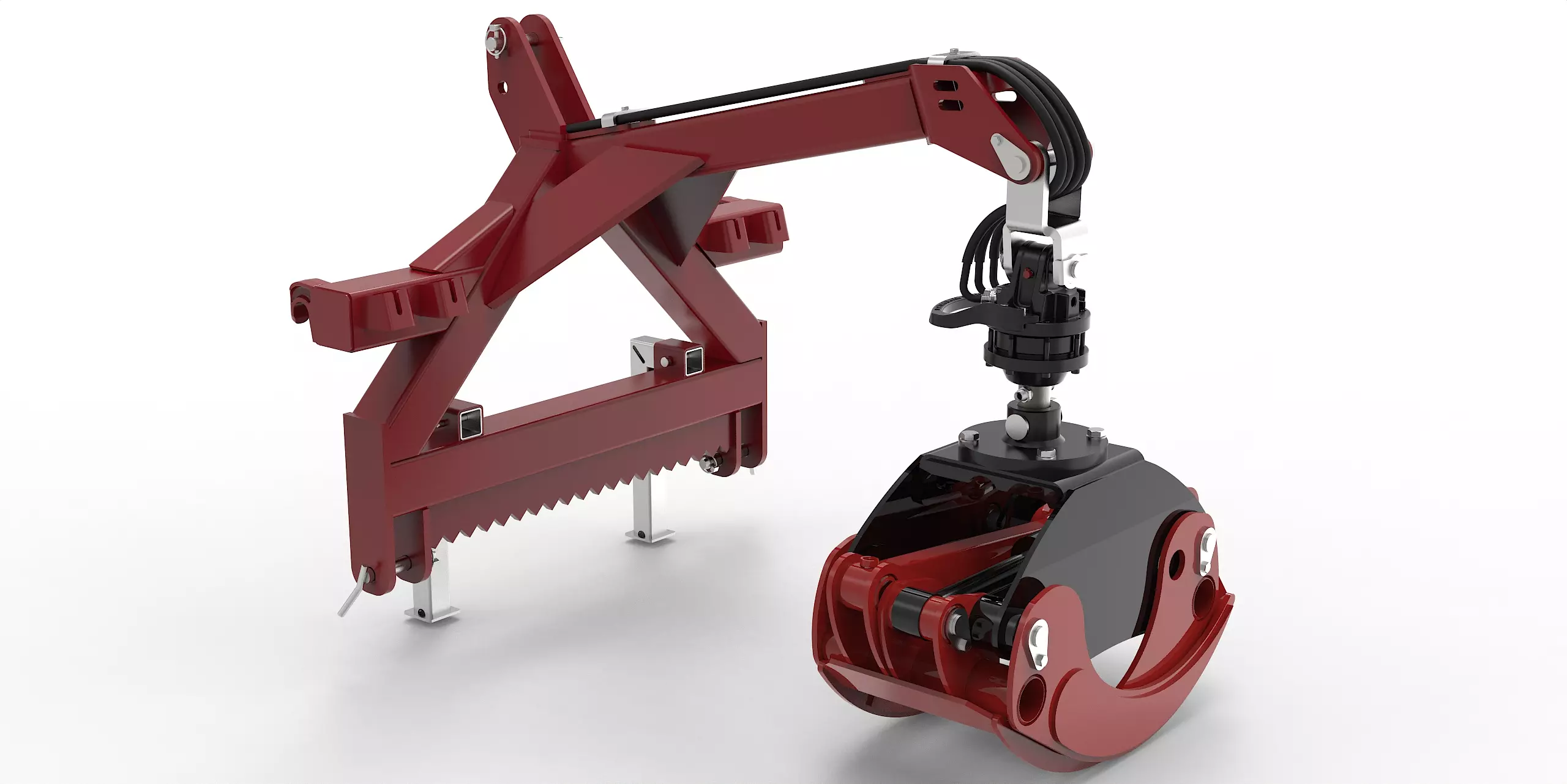 Kombianbaurahmen Euro- und Dreipunkt mit Forstgreifer OG19, Pendelgelenk und Rotator - [ 3t Bolzenrotator  ] 