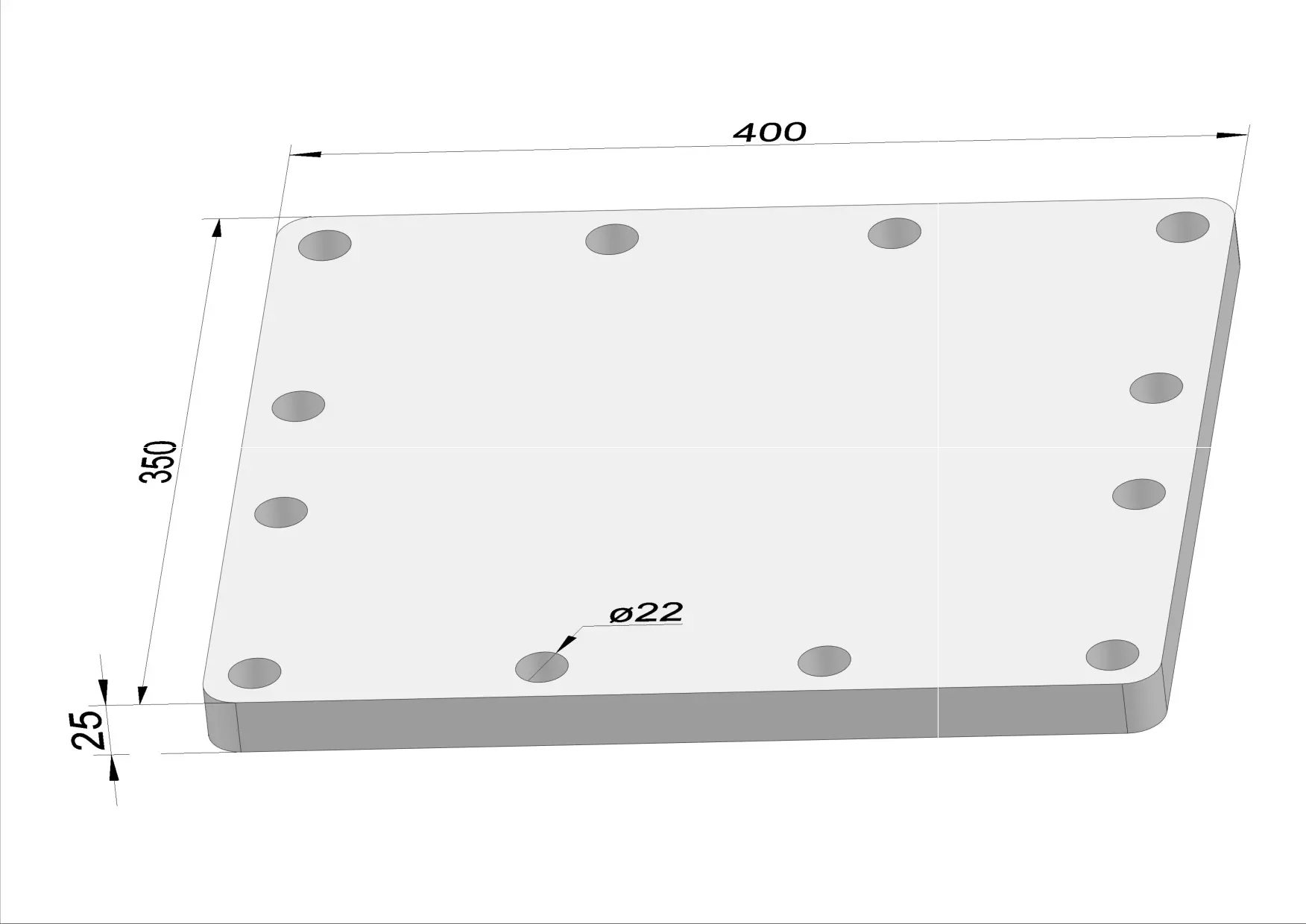 Häner Grundplatte 400x350 t=25 12xd22