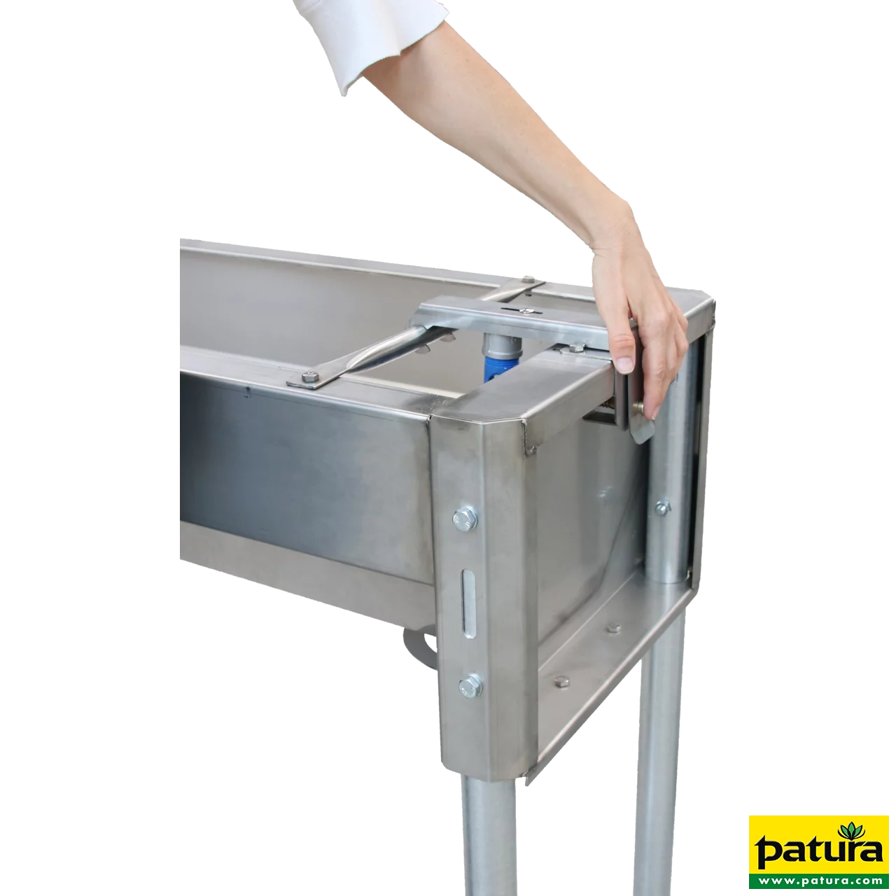 Schnellablauf-Trog 2,85 m (200 l) Modell 6728 für Wandmontage, Edelstahl mit Stopfenhalter