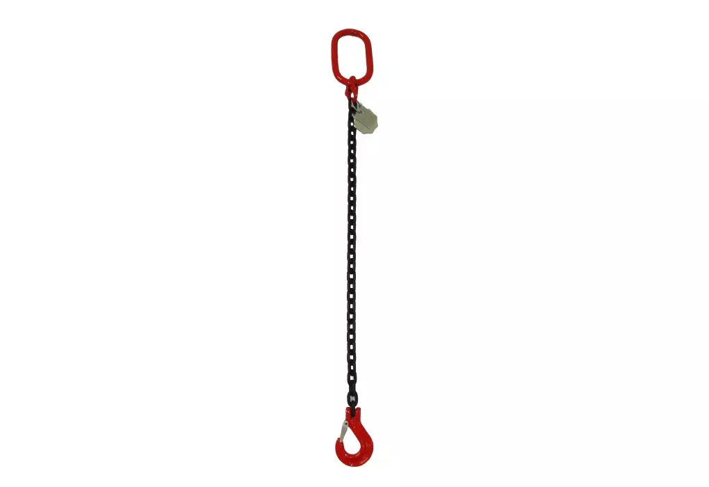 1-Strang Anschlagkette 5m GK8 10mm schwarz mit Sicherheitshaken und Verkürzungsklaue