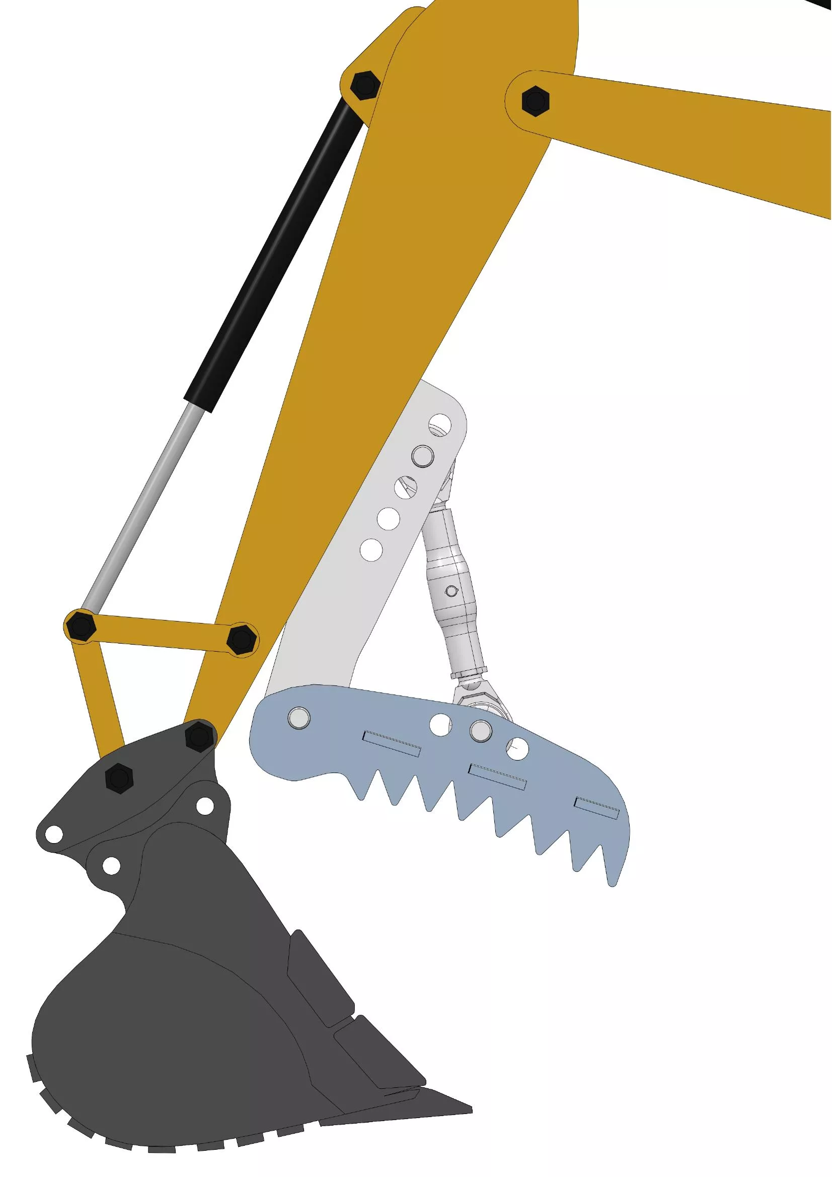 Baggerdaumen für Minibagger von 1-3t, Niederhalter mechanisch, mit Oberlenker
