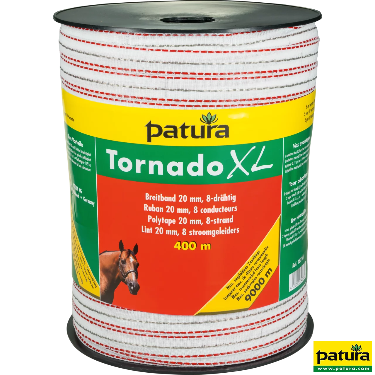 Tornado XL Breitband 20 mm, 400 m Rolle 6 Niro 0,20 mm, 2 Cu 0,30 mm, weiss-rot