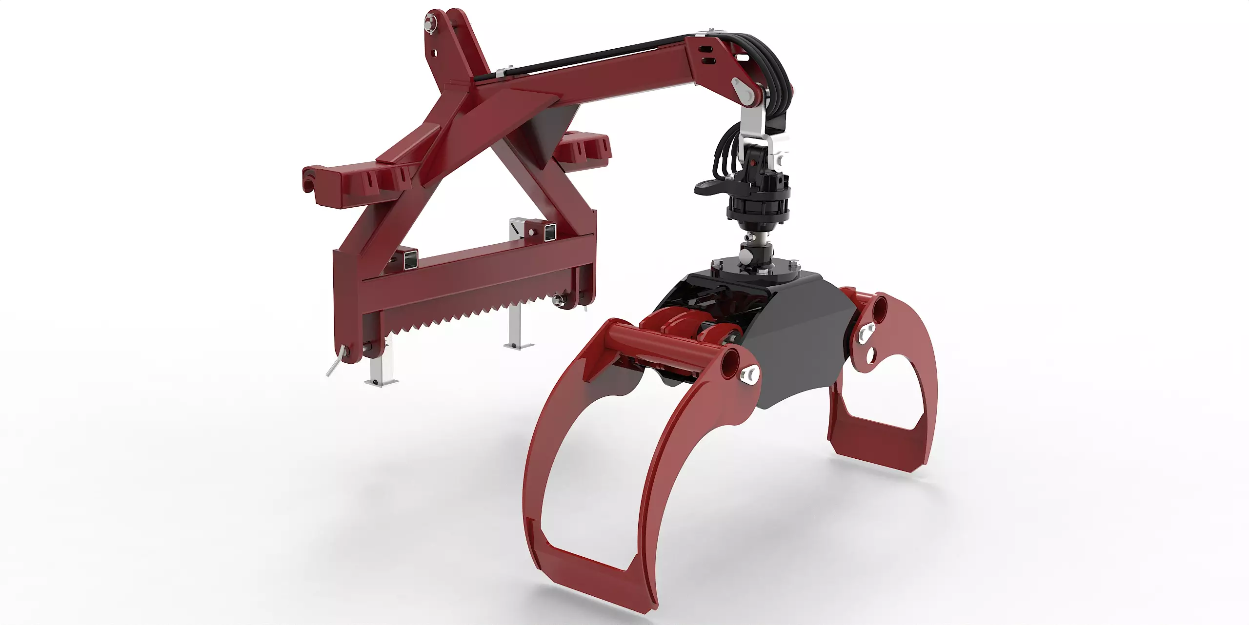 Kombianbaurahmen Euro- und Dreipunkt mit Forstgreifer OG19, Pendelgelenk und Rotator - [ 3t Bolzenrotator  ] 