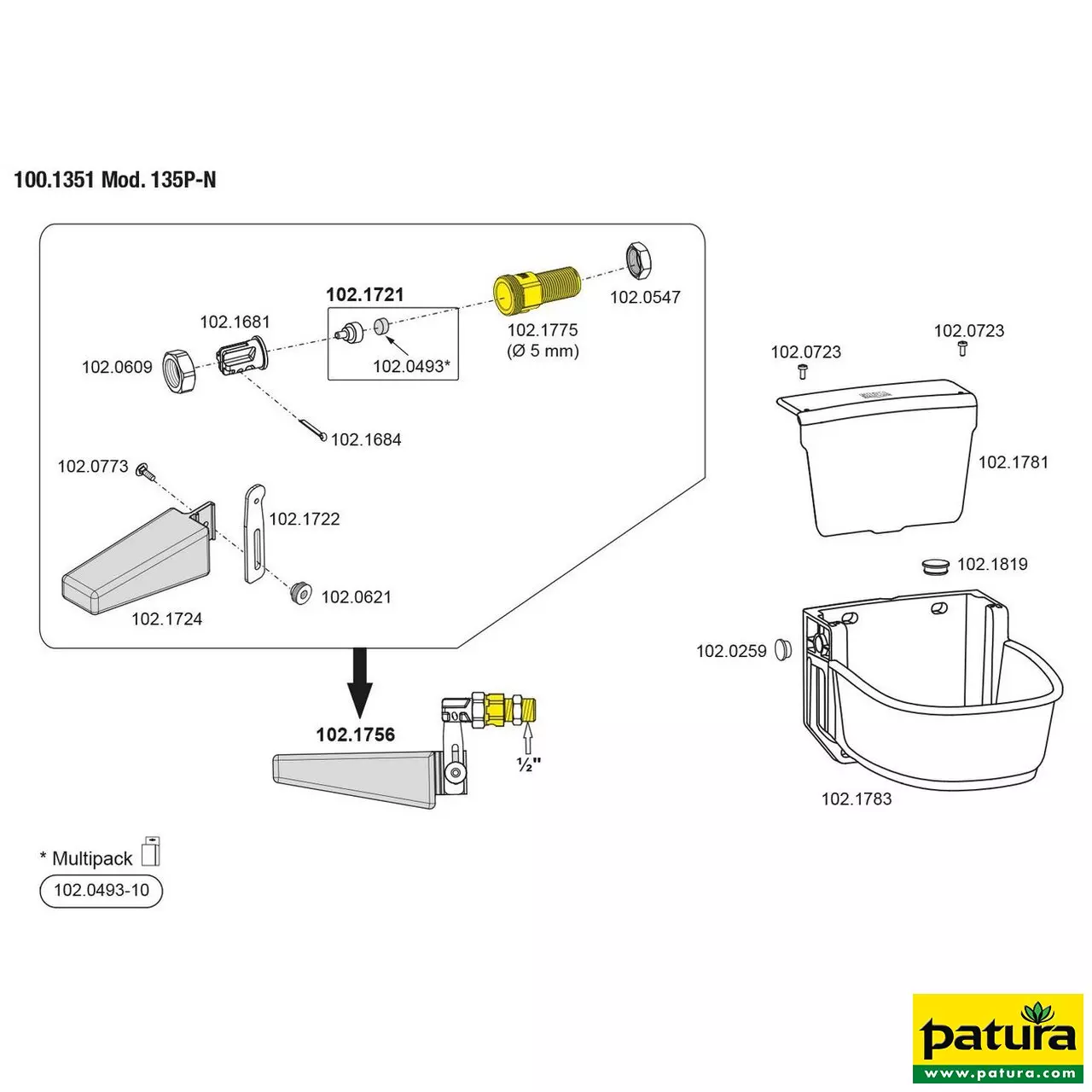 Schwimmerventil-Becken Modell 135PN Niederdruckventil, Inhalt 6 Liter Anschluss 1/2 " rechts oder links