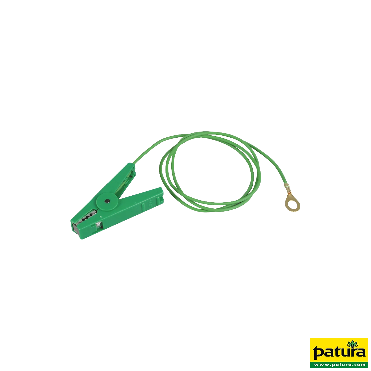 Erdanschluß kabel, grün, Edelstahl-Klemme und 8 mm Ringöse (1 Stück / Pack)