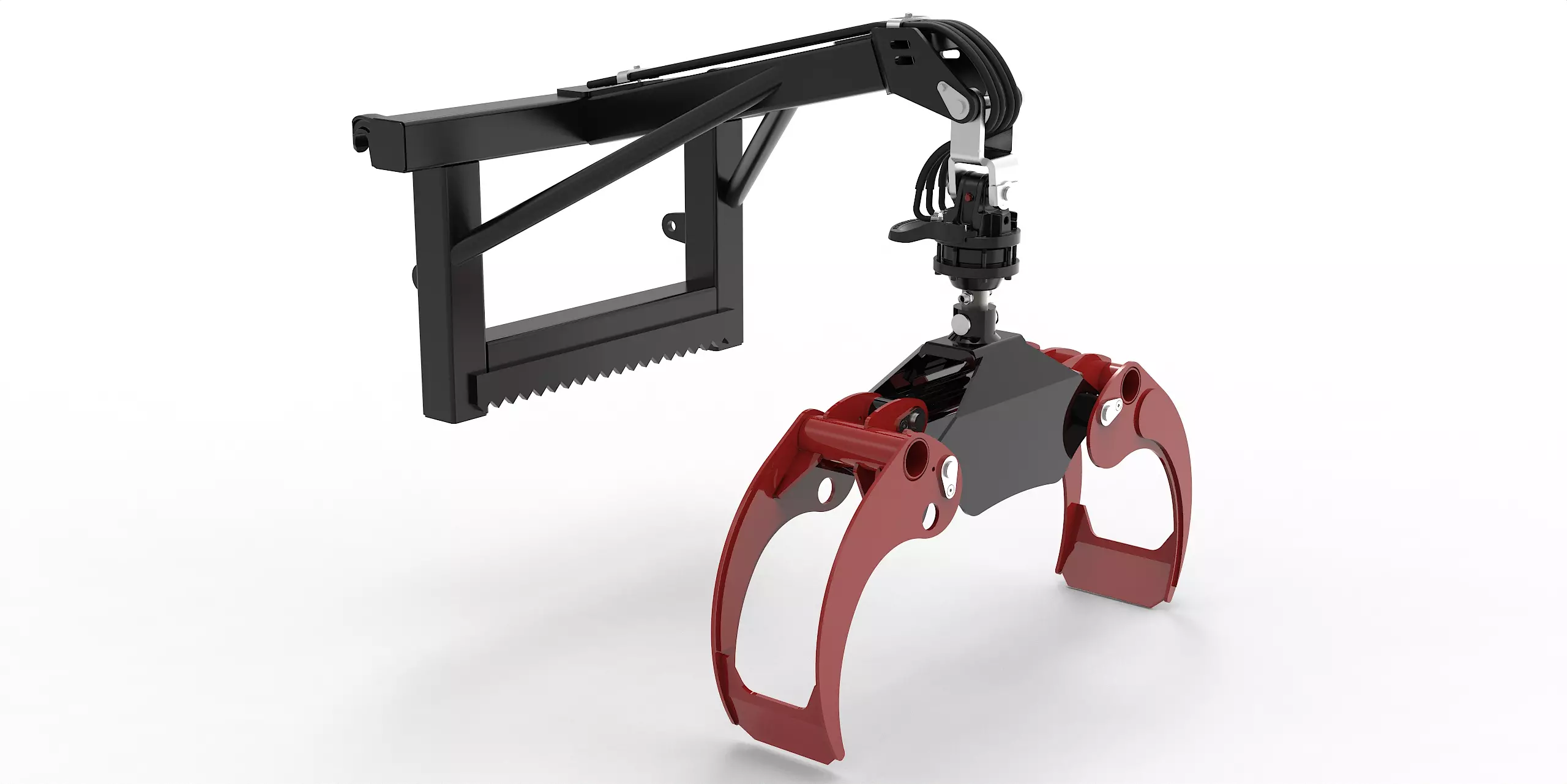 Euro-Anbaurahmen mit Forstgreifer OG16, Pendelgelenk und Rotator