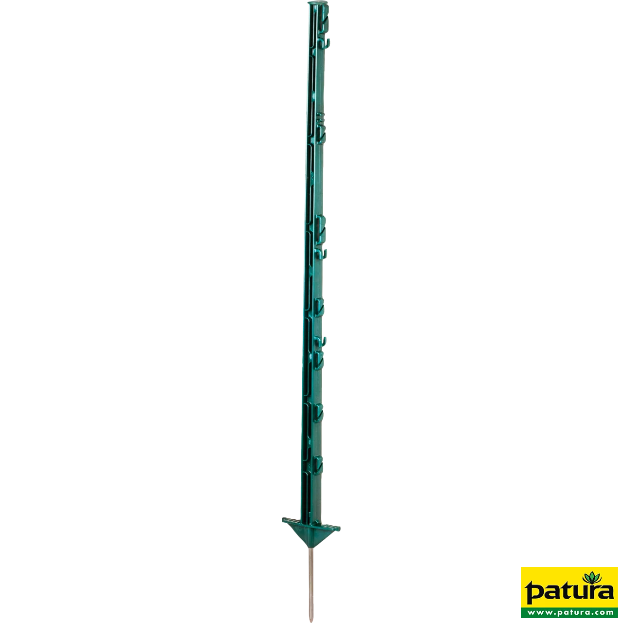 Kunststoffpfahl 1,05 m, 7 Drahthalter + 2 Seilhalter, grün (10 Stück / Pack)