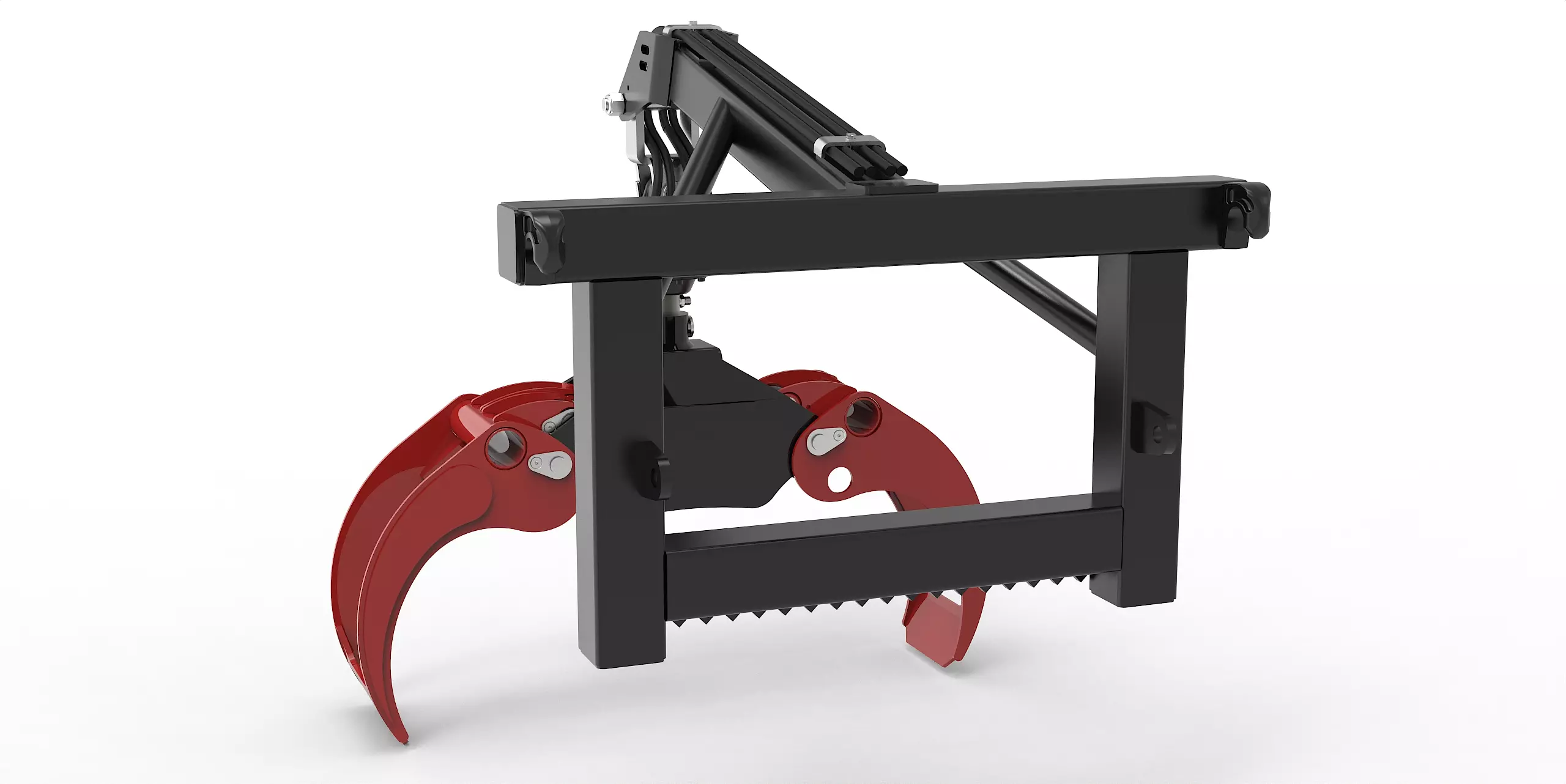 Euro-Anbaurahmen mit Forstgreifer OG16, Pendelgelenk und Rotator