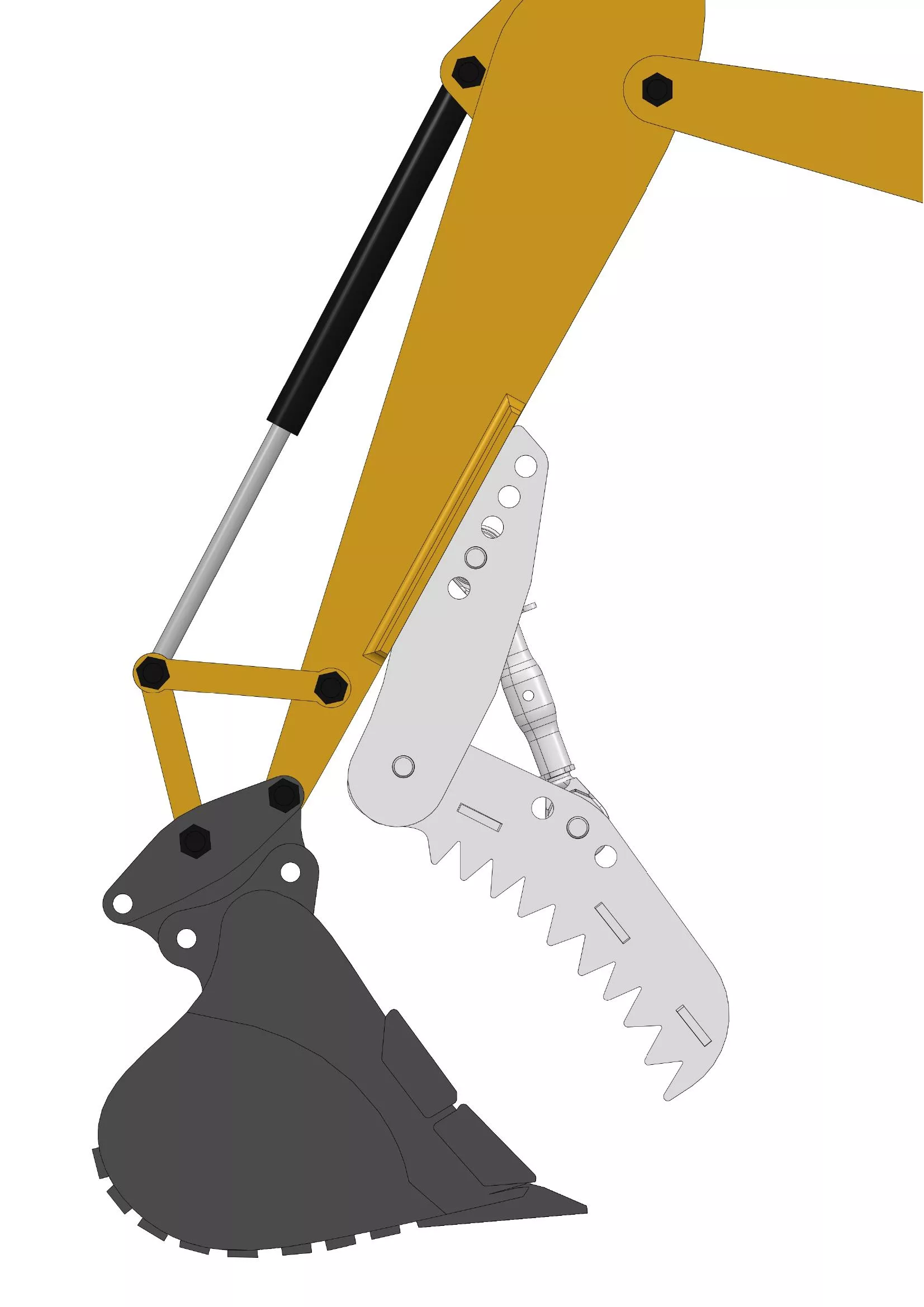 Baggerdaumen für Minibagger von 3-5t, Niederhalter mechanisch, mit Oberlenker
