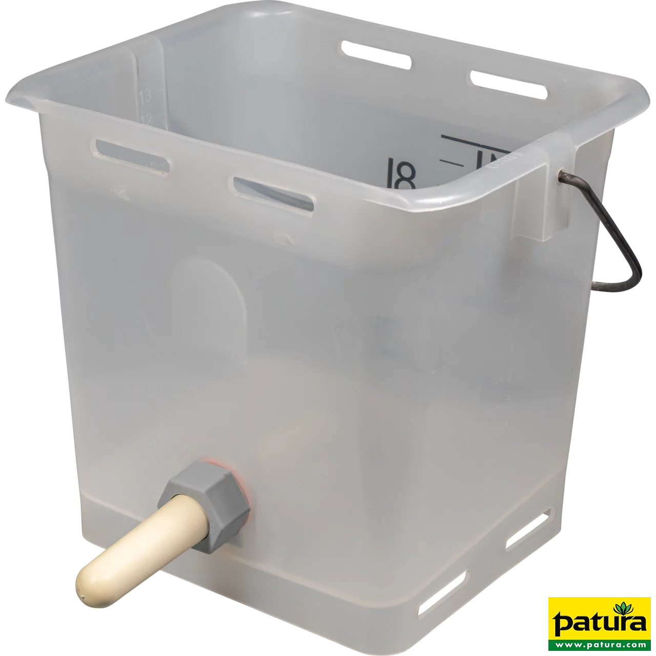 Nuckel-Tränkeeimer 13 l transparent kpl. mit Sauger hart und Kugelventil