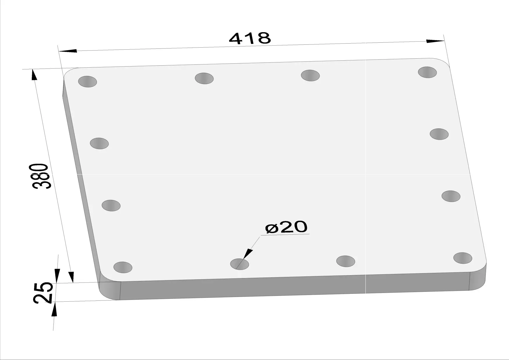 Häner Grundplatte 380x418 t=25 12xd20