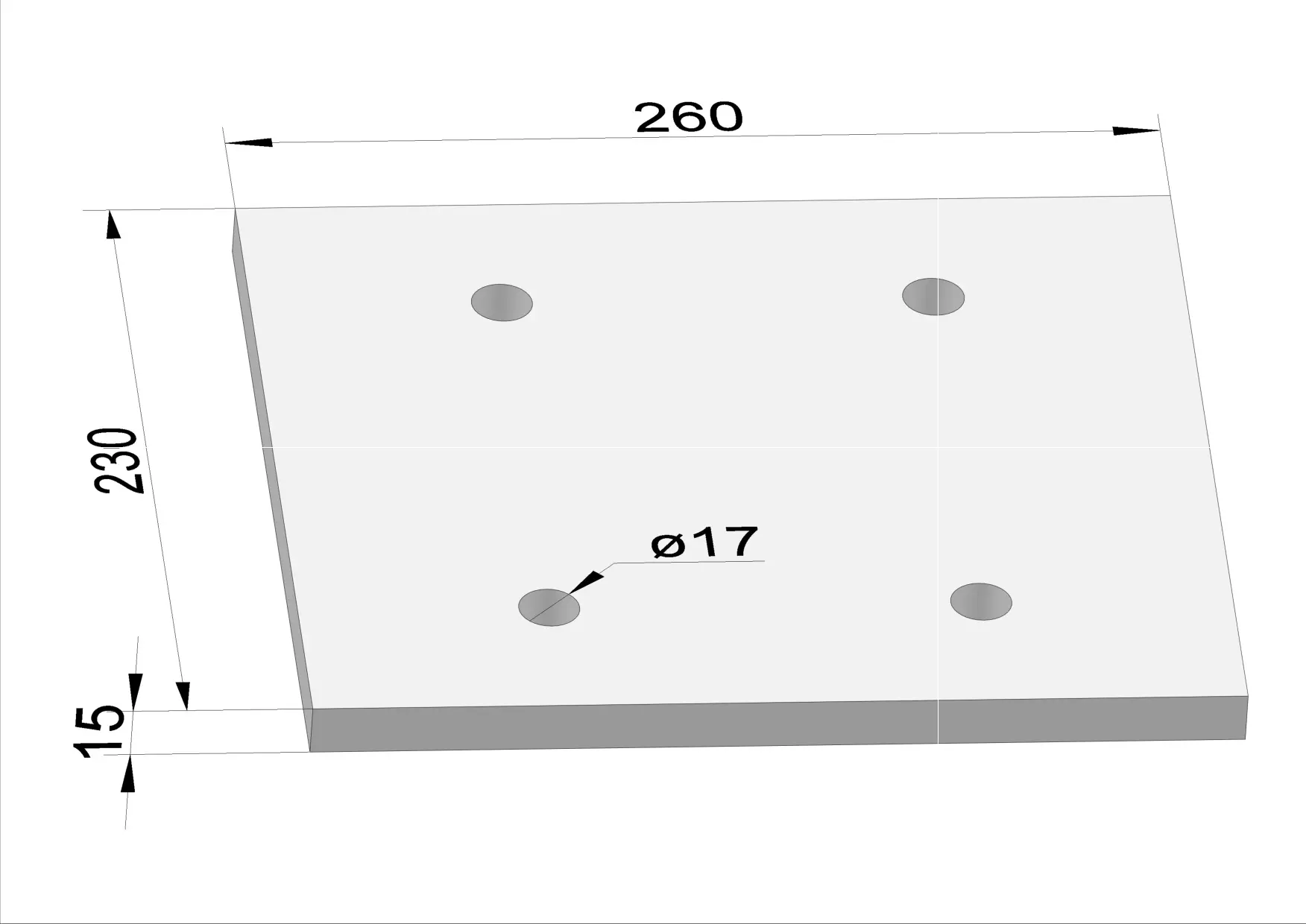 Häner Grundplatte 260x230 t=15 4xd17