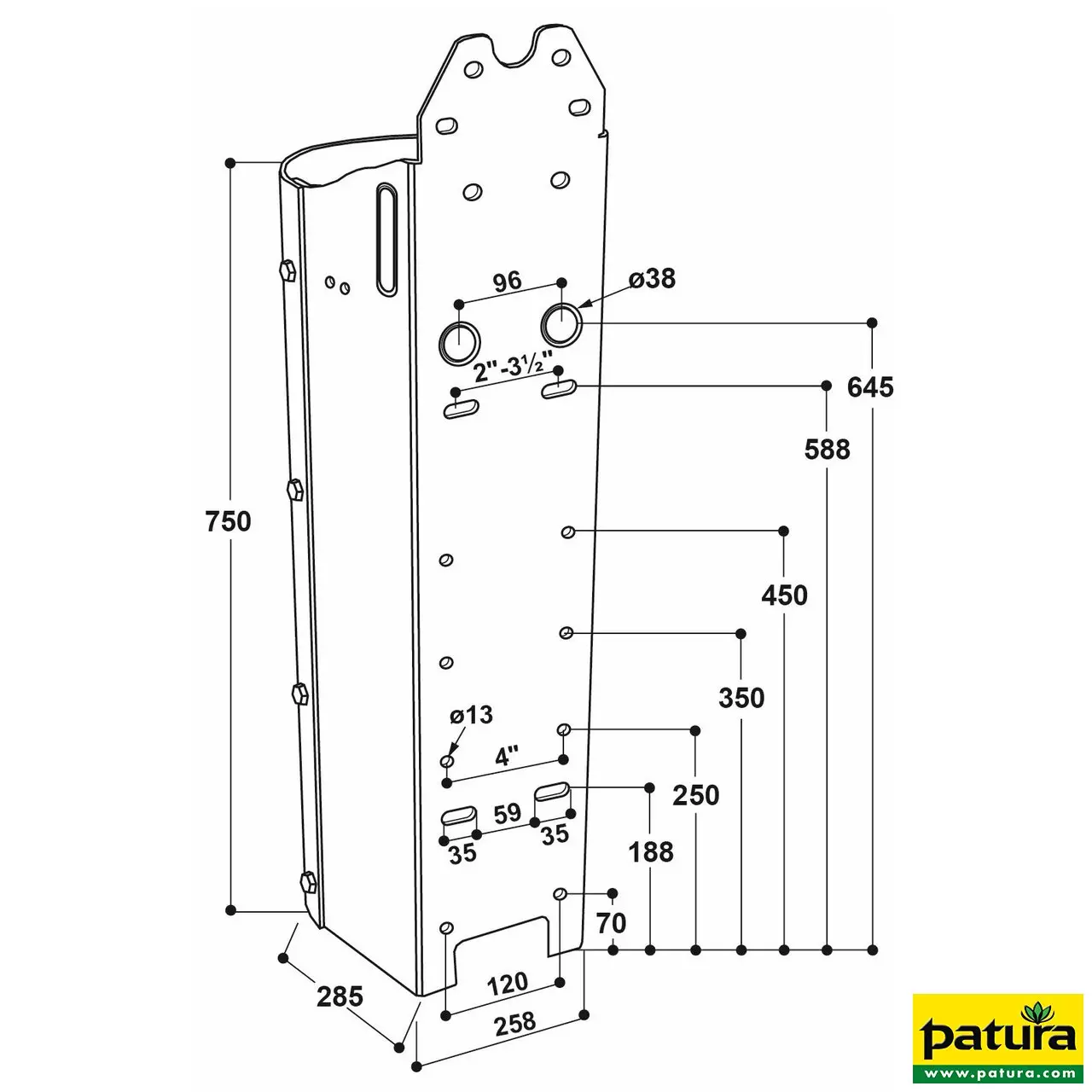 Stahlständer für Mod. 25 R Höhe 80 cm, feuerverzinkt