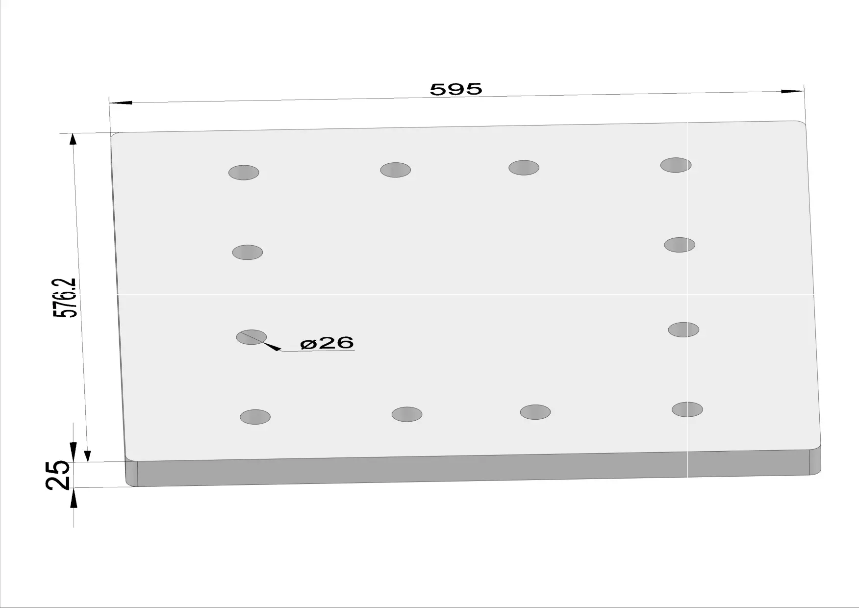 Grundplatte 595x576 t=25 12xd26 - Groß