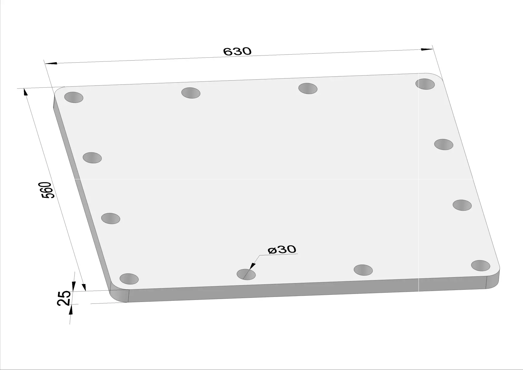 Häner Grundplatte 630x560 t=25 12xd30