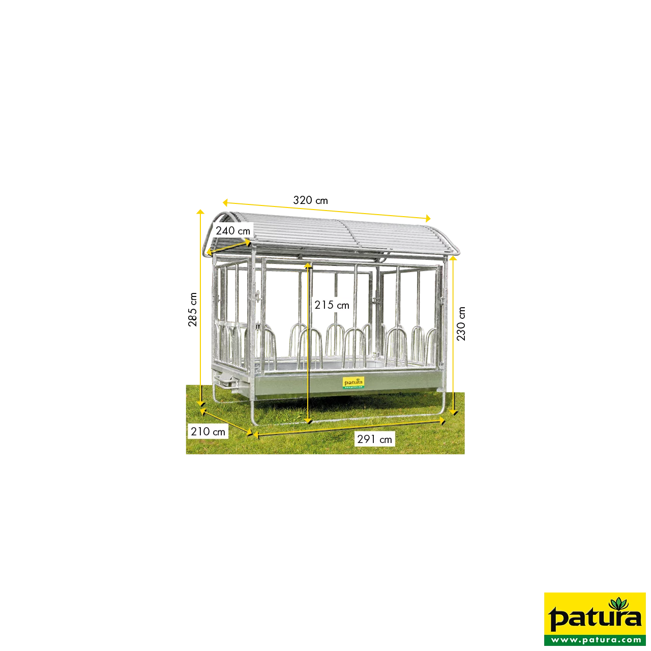 Groß ballenraufe mit Universalfressgittern und Dach 2,85 x 2,05 m