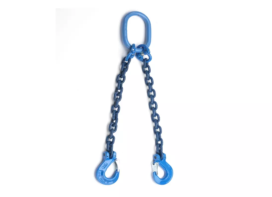 2-Strang Anschlagkette 5m GK10 10mm blau mit Verkürzungsklaue