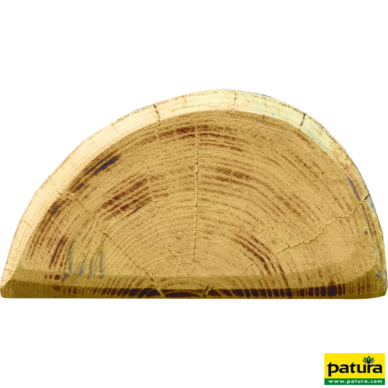 Robinienpfahl, halbiert, 2250 mm, d=13-15 cm, gefast, 3-fach gespitzt, entrindet