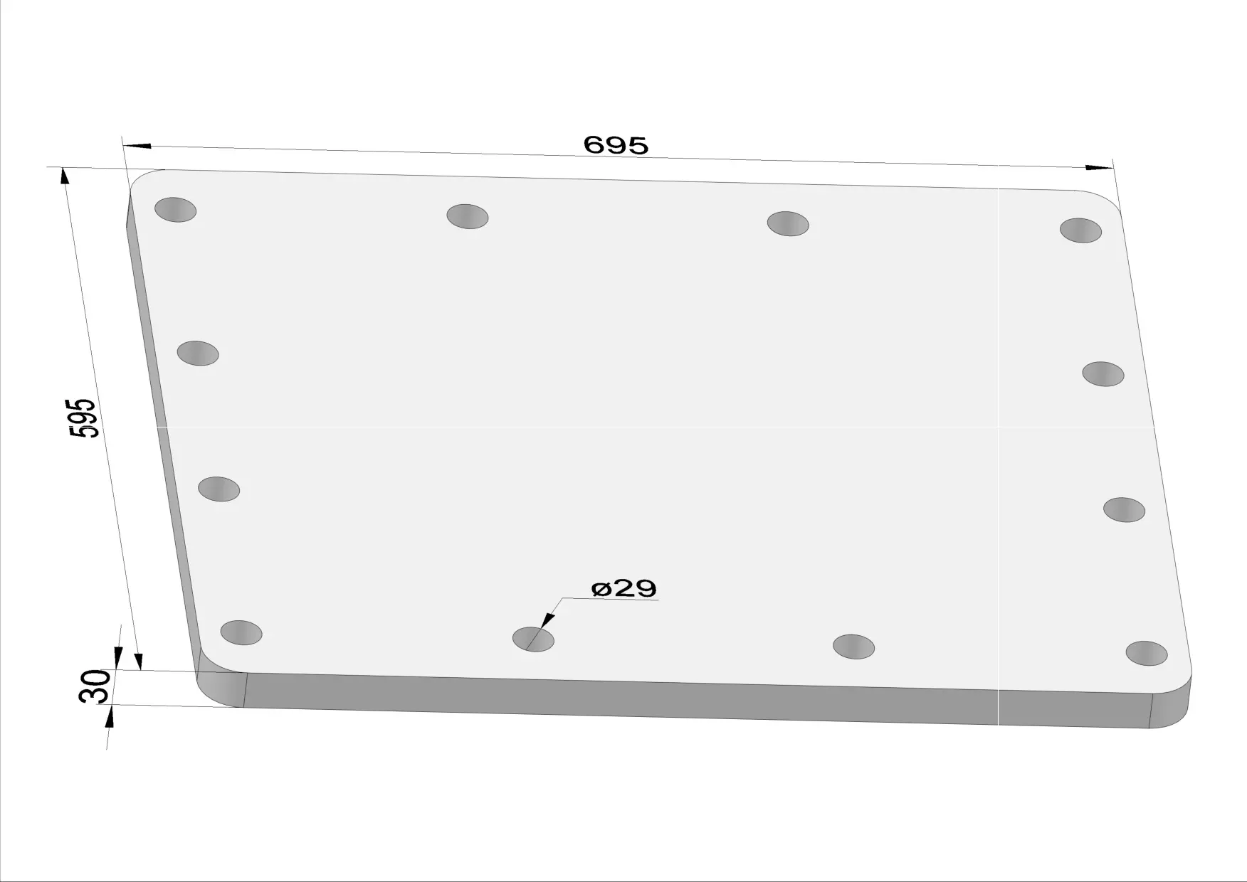 Häner Grundplatte 695x595 t=30 12xd29