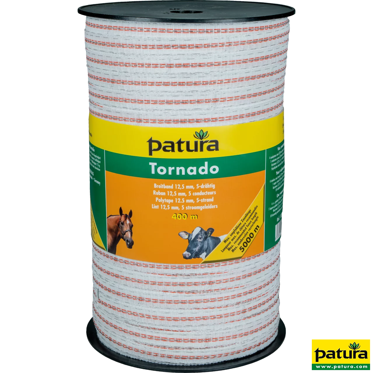 Tornado Breitband 12,5 mm, 400 m Rolle 4 Niro 0,20mm, 1 Cu 0,30mm, weiss-orange