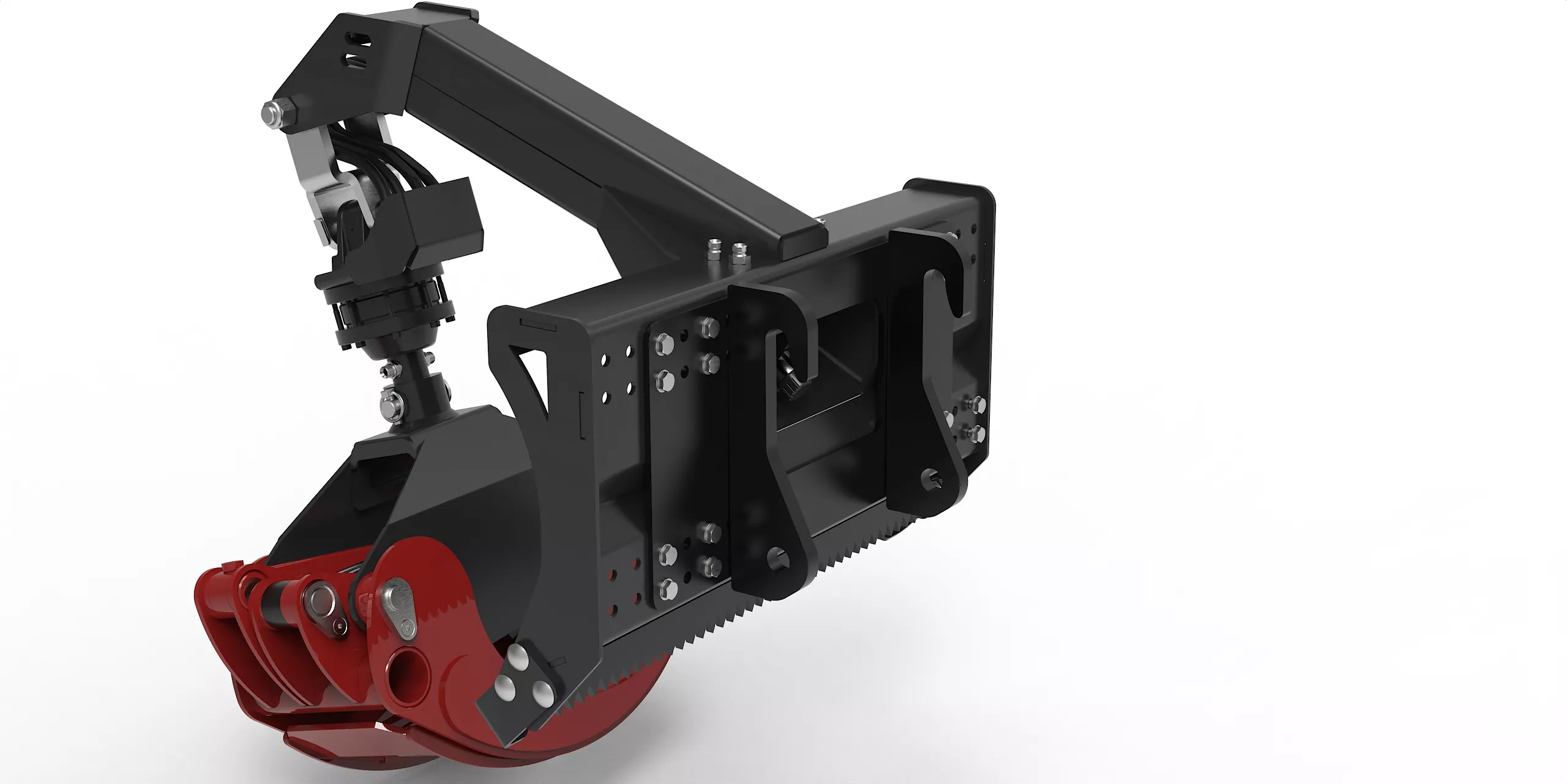 Anbaurahmen proLine XS mit Forstgreifer OG16, 3t Bolzenrotator, Umschaltventil & Kramer klein Schraubadapter