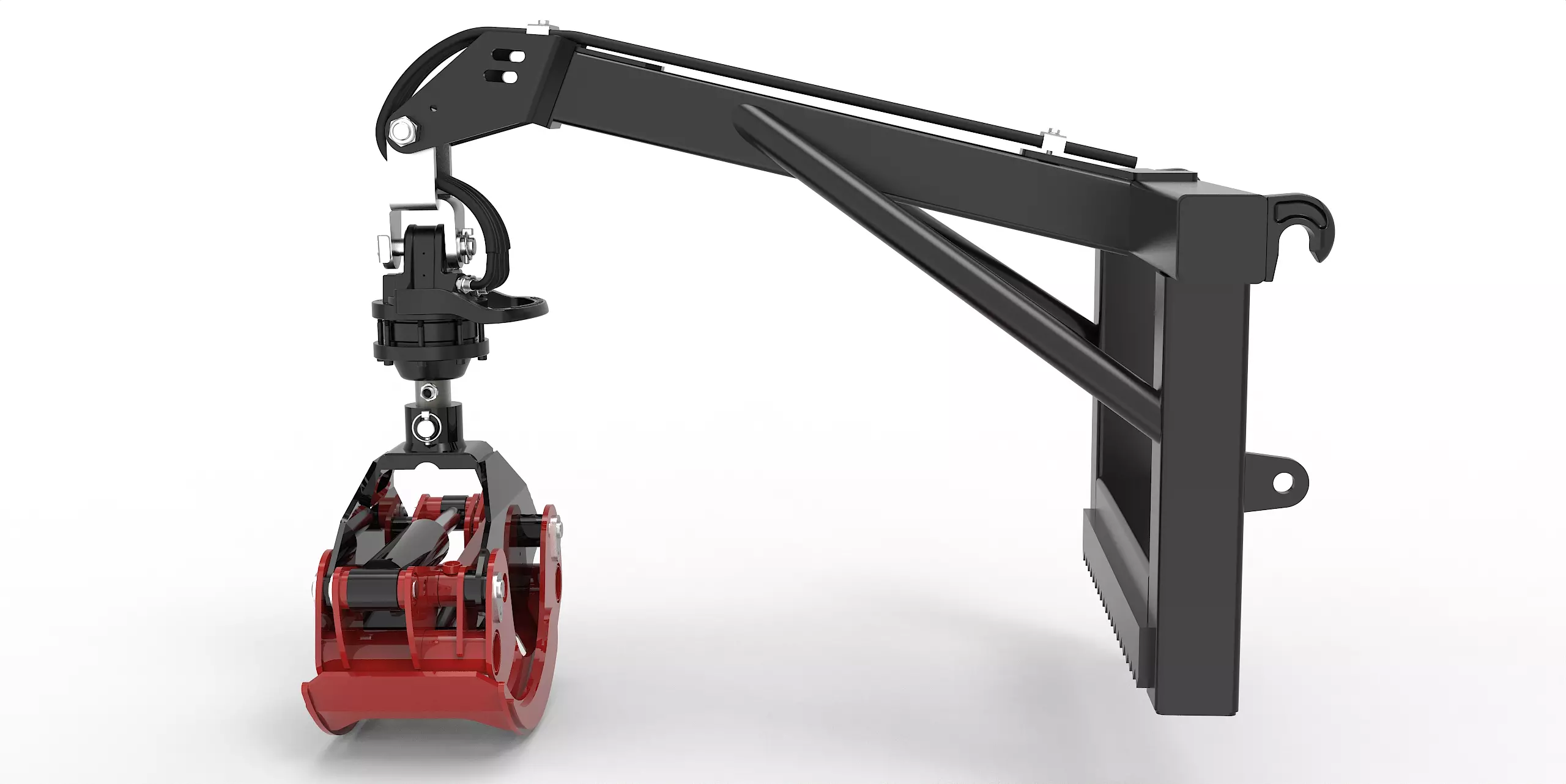 Euro-Anbaurahmen mit Forstgreifer OG12, Pendelgelenk und 3t Bolzen Rotator