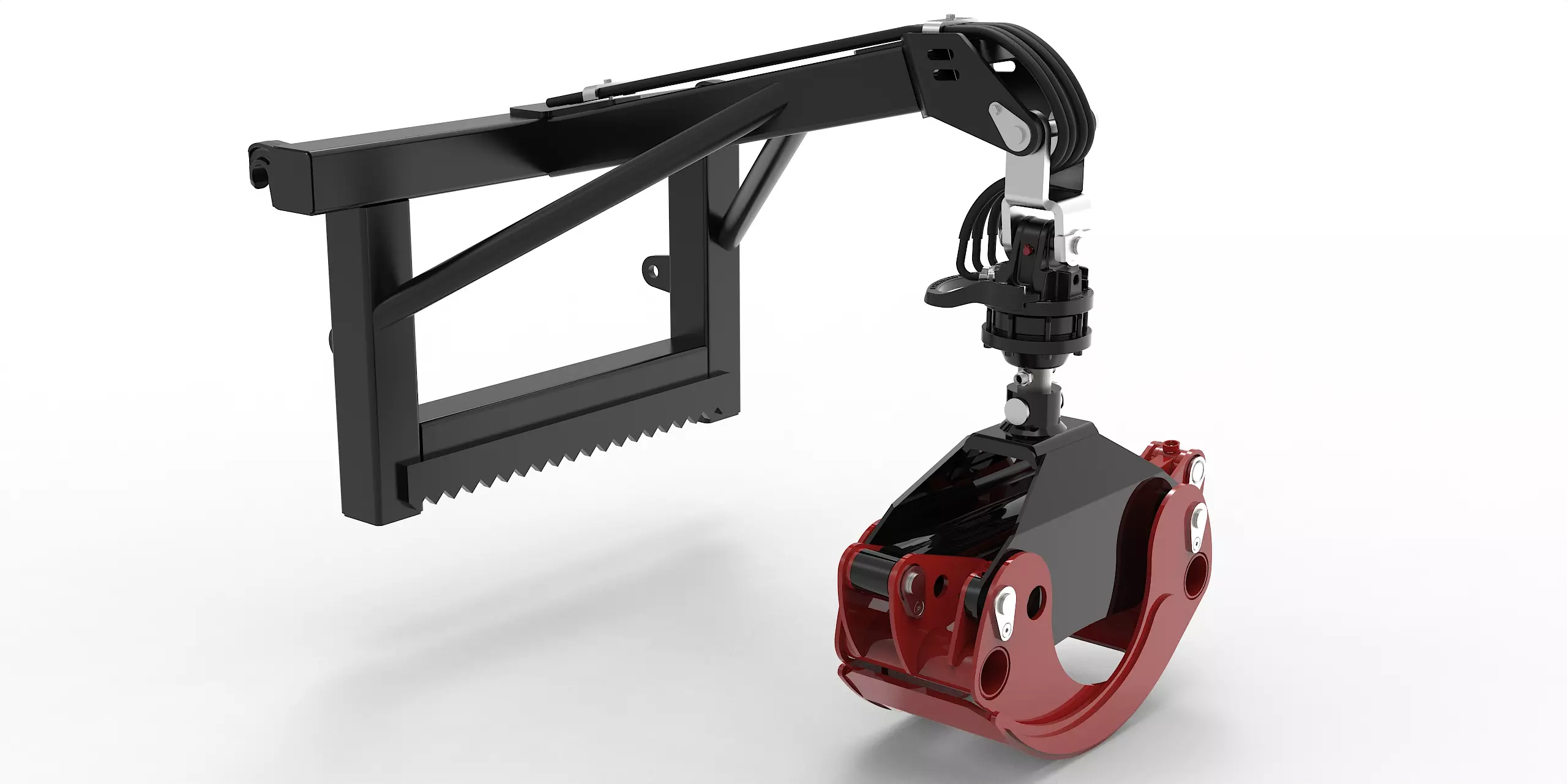 Euro-Anbaurahmen mit Forstgreifer OG16, Pendelgelenk und Rotator